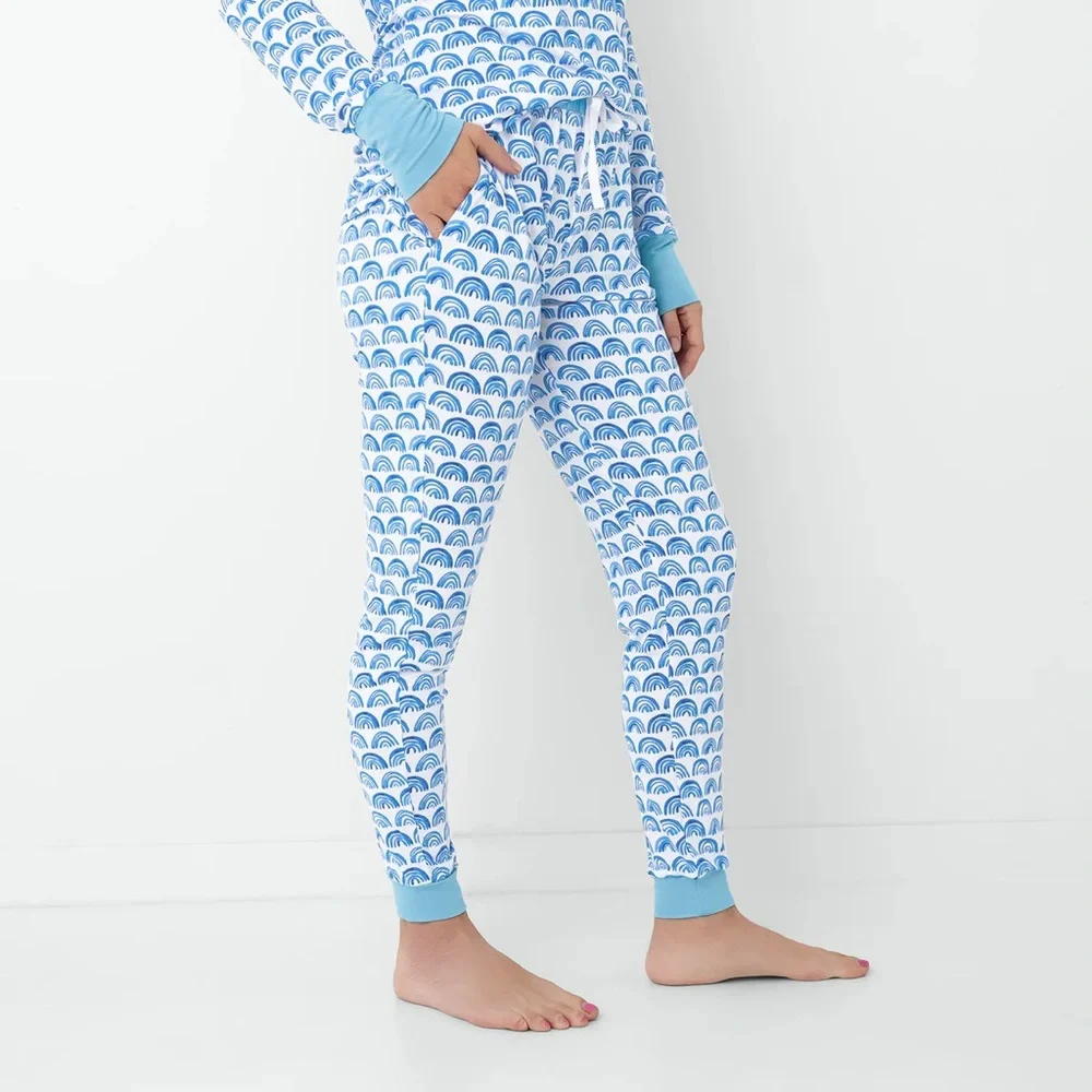XXL Little Sleepies Blue Rainbows Women's Pajama Pants - Picture 1 of 4